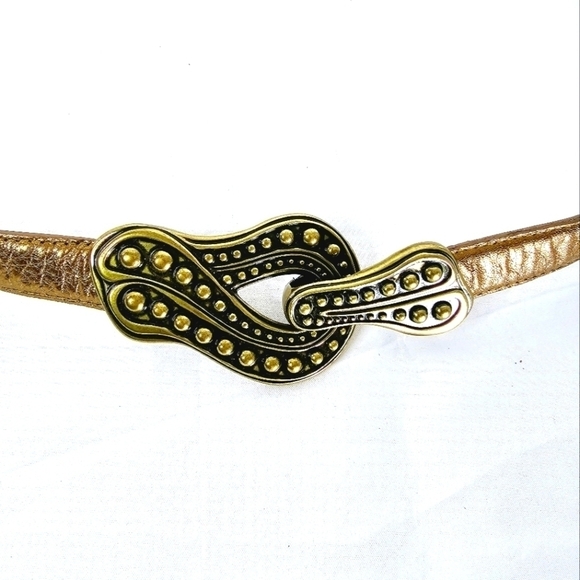 Cuir Véritable Genuine Leather Curved Stud Paisley Adjustable Belt - Picture 3 of 7